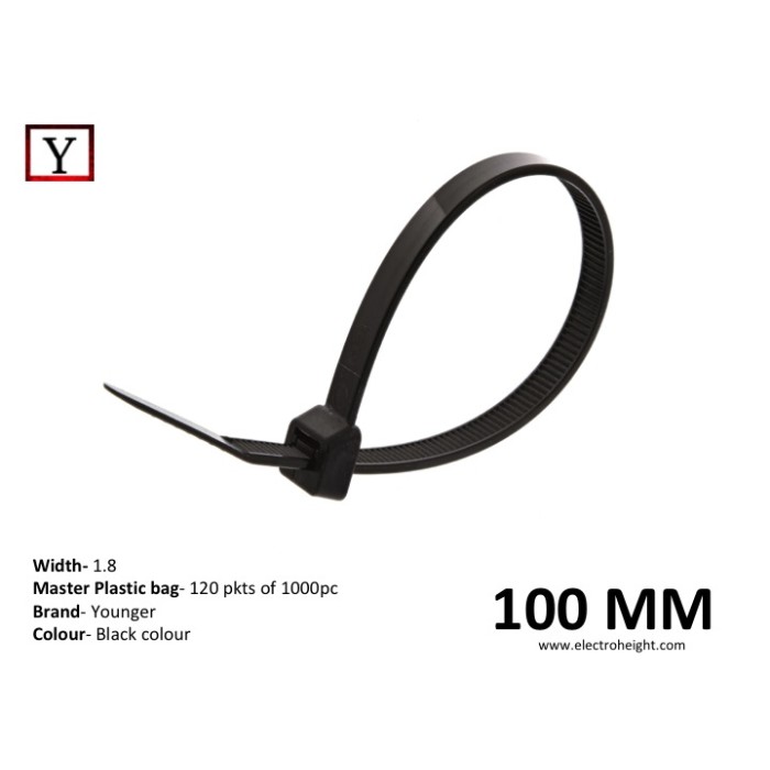 100mm*1.8mm Black Cable Tie Younger 1000pcs