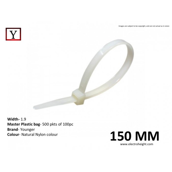 150mm*1.9mm White Cable Tie Younger 100pcs