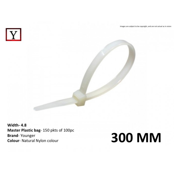 300mm*4.8mm White Cable Tie Younger 100pcs