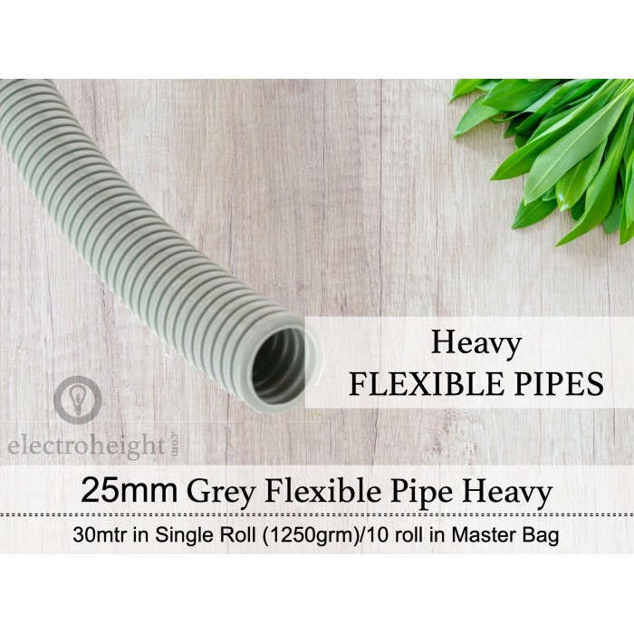 25mm Flexible Pipe Grey Heavy 1250 grm