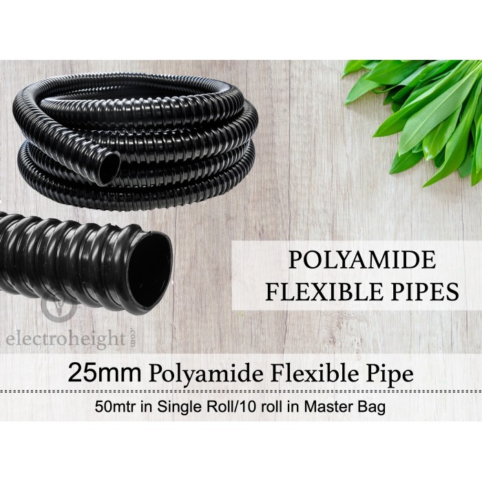 25mm Polyamide Flexible Pipe Black