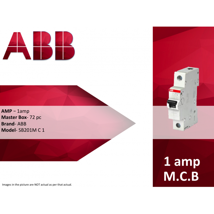  1amp ABB Single Pole MCB SB201 Ctype