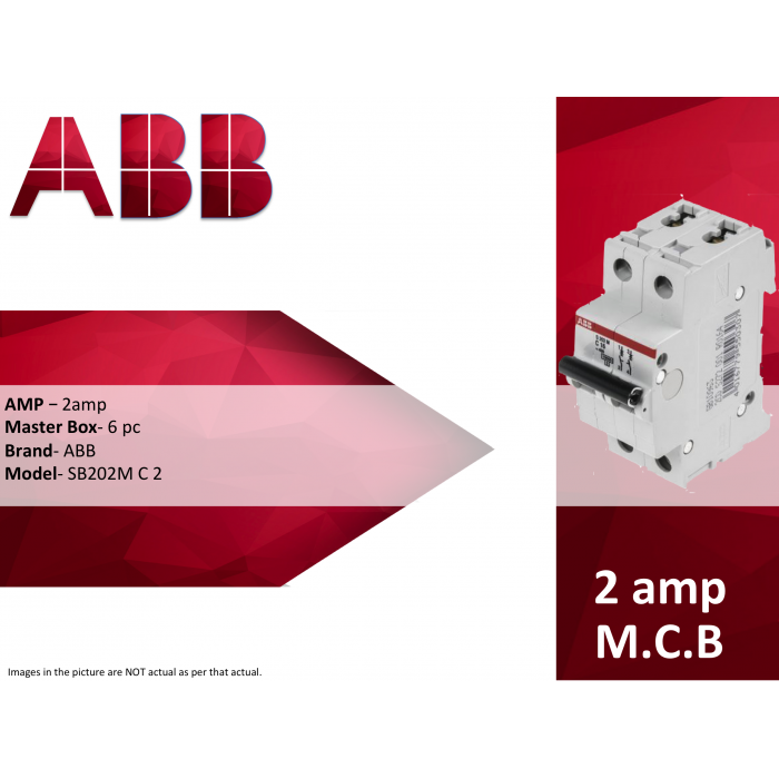 2amp ABB Double Pole MCB Sb202 M Ctype