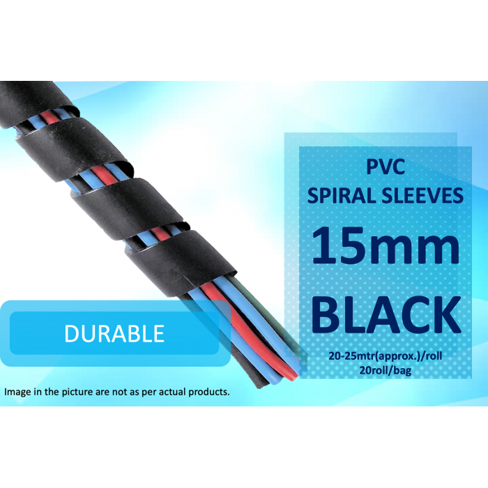 15mm Spiral Sleeves Black