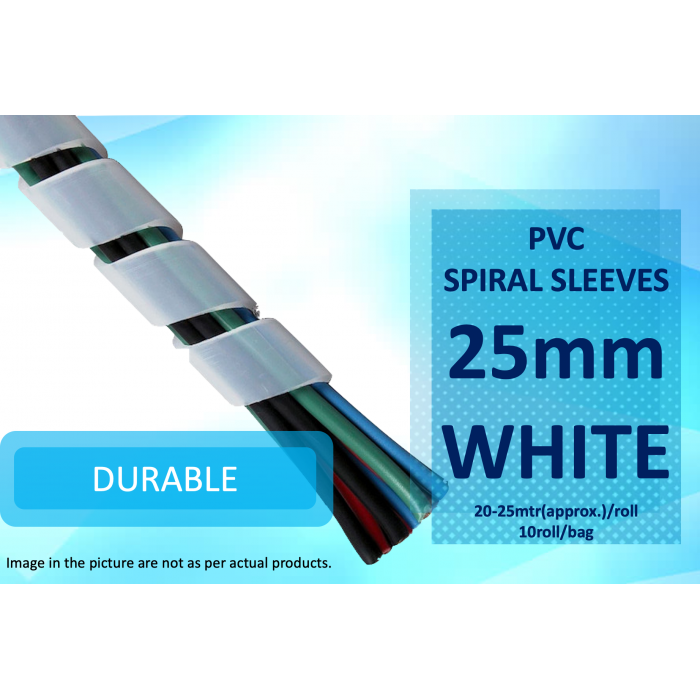 25mm Spiral Sleeves White