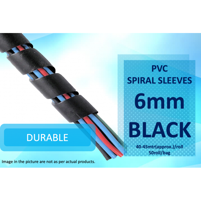 6mm Spiral Sleeves Black