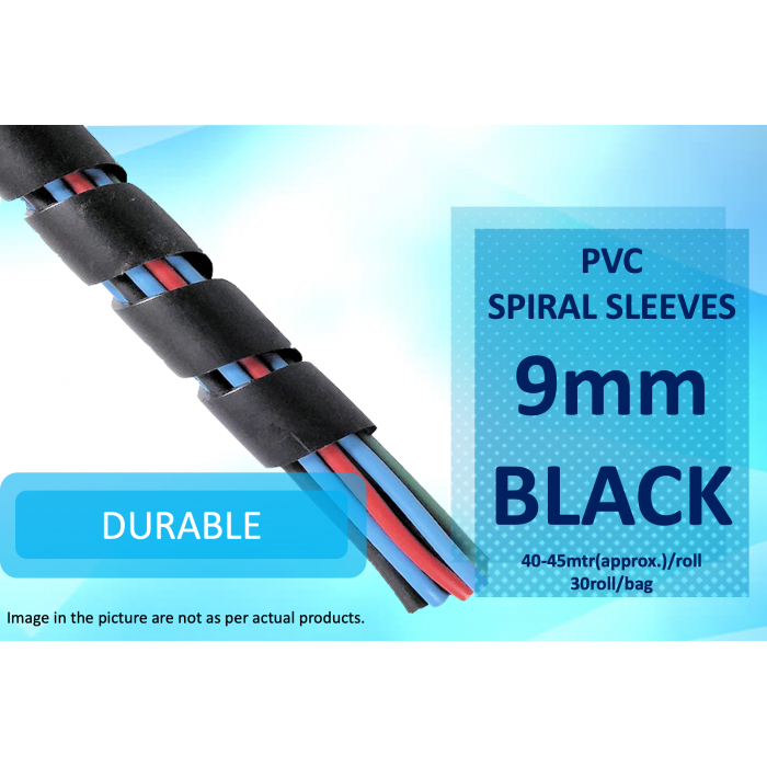 9mm Spiral Sleeves Black