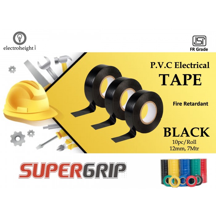 Supergrip 12mm 7Mtr Tape Black Industrial