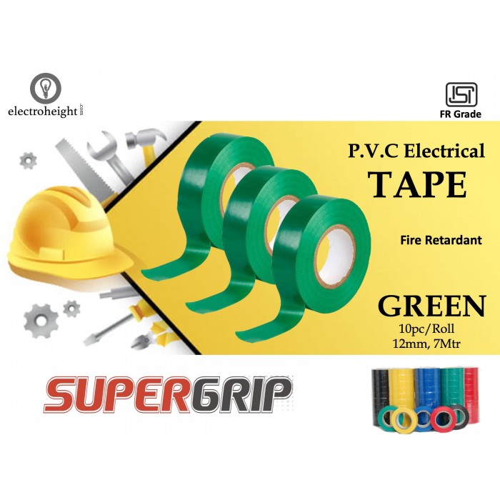 Supergrip 12mm 7Mtr Tape Green Industrial