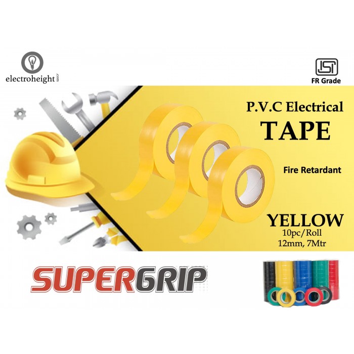 Supergrip 12mm 7Mtr Tape Yellow Industrial